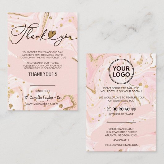 Bedrijfs Dank u & Code van de Korting | Modern Loy Klantenkaartje (Voorkant / Achterkant)