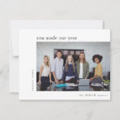 Bedrijfs Dank u de Foto van het Team Minimale Coll Feestdagenkaart (Voorkant)