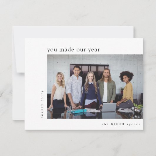 Bedrijfs Dank u de Foto van het Team Minimale Coll Feestdagenkaart (Voorkant)