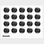 Bedrijfs Dank u Holographic Glitter Black Ronde Sticker (Vel)