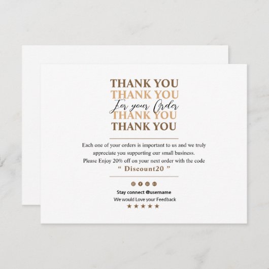 Bedrijfs Dank u Kaart (Voorkant / Achterkant)