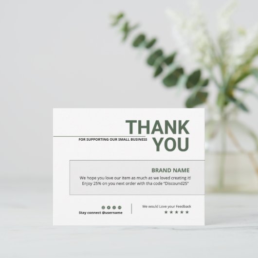 Bedrijfs Dank u Kaart (Staand voorkant)