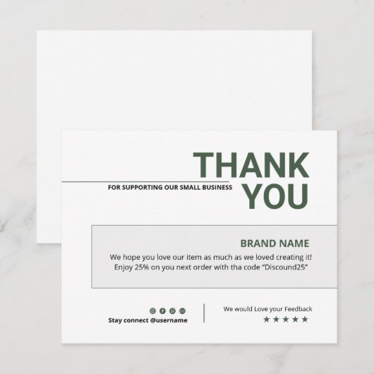 Bedrijfs Dank u Kaart (Voorkant / Achterkant)