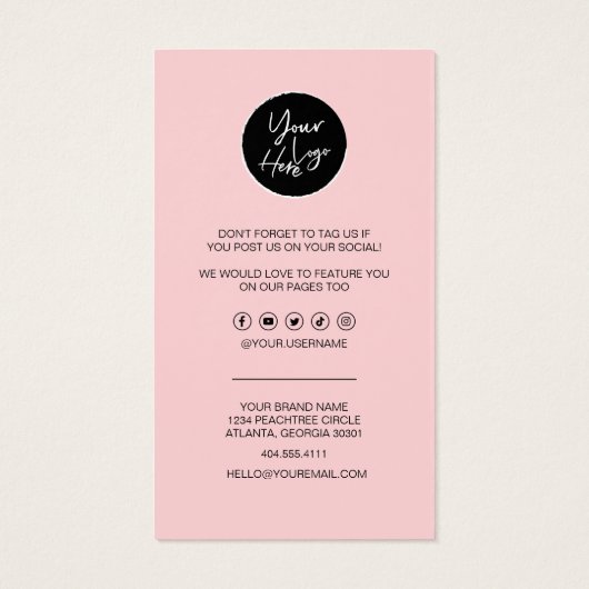 Bedrijfs Dank u & Korting Code Moderne Harten Visitekaartje (Achterkant)