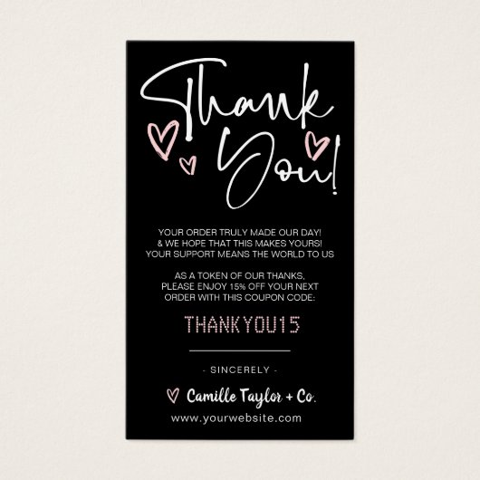 Bedrijfs Dank u & Korting Code Moderne Harten Visitekaartje (Voorkant)