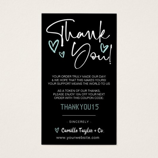 Bedrijfs Dank u & Korting Code Moderne Harten Visitekaartje (Voorkant)