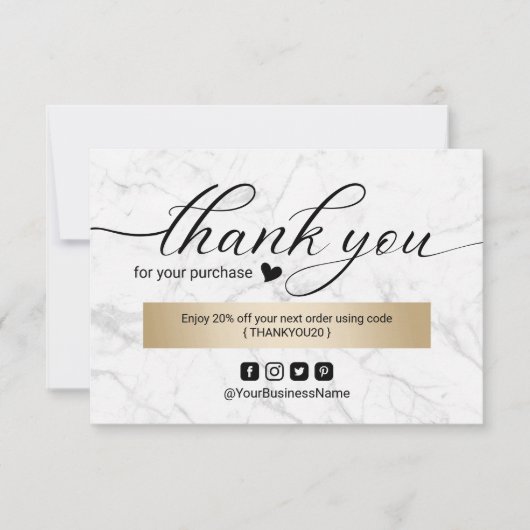 Bedrijfs Dank u Moderne Marmer Elegant Manuscript Bedankkaart (Voorkant)