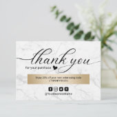 Bedrijfs Dank u Moderne Marmer Elegant Manuscript Bedankkaart (Staand voorkant)