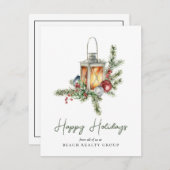 Bedrijfs de Waterverf van de Kerstmis van de Logo Feestdagenkaart (Voorkant / Achterkant)