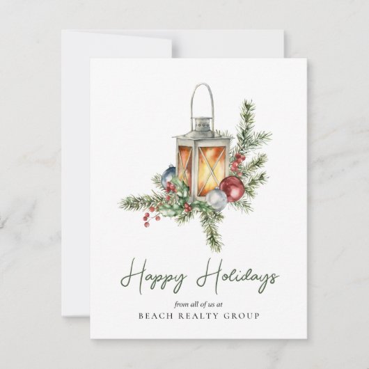 Bedrijfs de Waterverf van de Kerstmis van de Logo Feestdagenkaart (Voorkant)