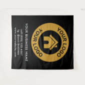 Bedrijfs evenement zwart op maat logo wandkleed (Voorkant (horizontaal))
