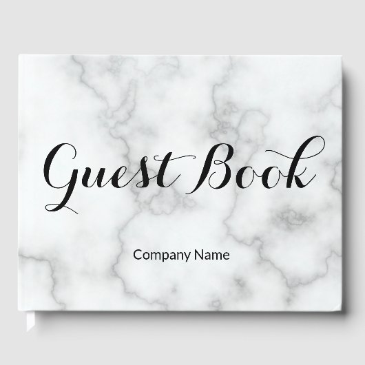 Bedrijfs Faux Wit Marmer Bedrijfsnaam Sjabloon Gastenboek (Voorkant)