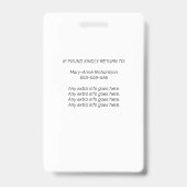 Bedrijfs Foto QR Code Vaccinatie ID Badge (Achterkant)