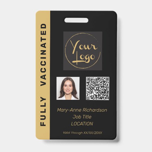Bedrijfs Foto QR Code Vaccinatie ID Badge (Voorkant)