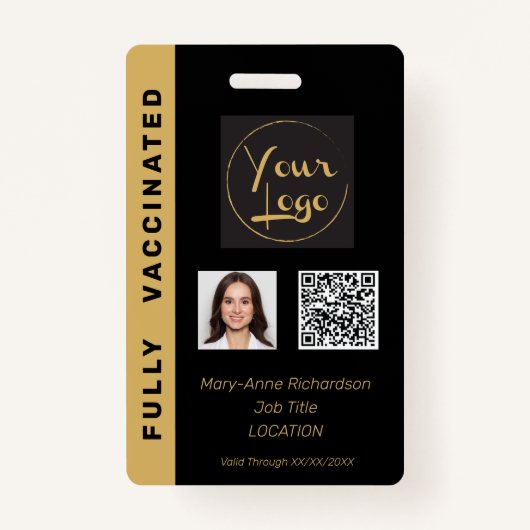 Bedrijfs Foto QR Code Vaccinatie ID Badge (Voorkant)
