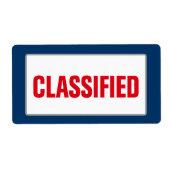 Bedrijfs GECLASSIFIEERD Etiket (Groot) (Voorkant)
