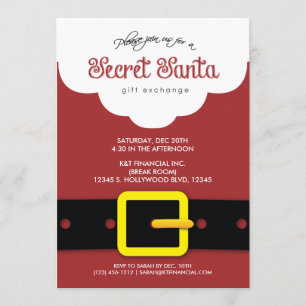 Bedrijfs Geheime Santa Gift Exchange Party Kaart