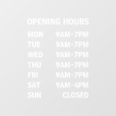 Bedrijfs het Openen Uren Aangepaste Venster Cling Raamsticker (Vel)