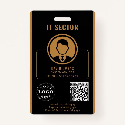 Bedrijfs-ID-badge met foto- en QR-code Badge (Voorkant)
