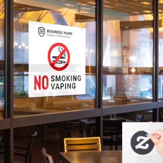 Bedrijfs-ID Logo | Rookvrije dampen Raamsticker (Restaurant Raam)
