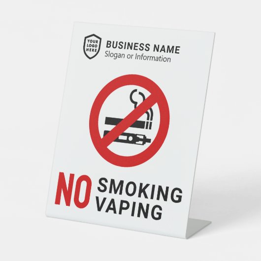 Bedrijfs-ID Logo | Rookvrije dampen Reclamebord Met Voetstuk (Voorkant)