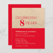 Bedrijfs Jubileum Gold en Rode Uitnodigingen (Voorkant / Achterkant)