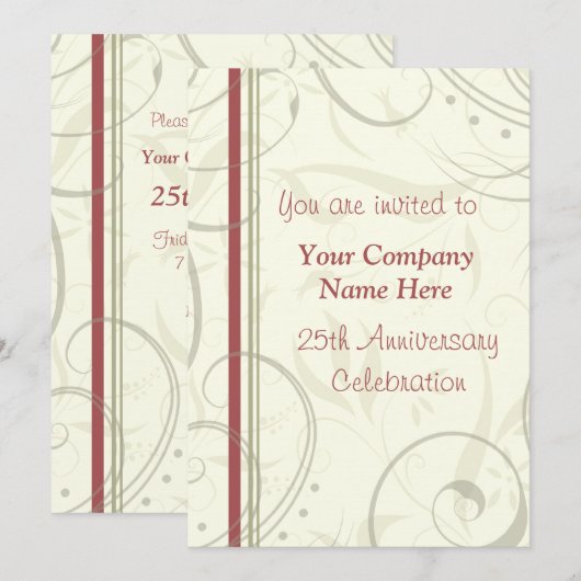 Bedrijfs Jubileum Partij Uitnodigingen (Voorkant / Achterkant)