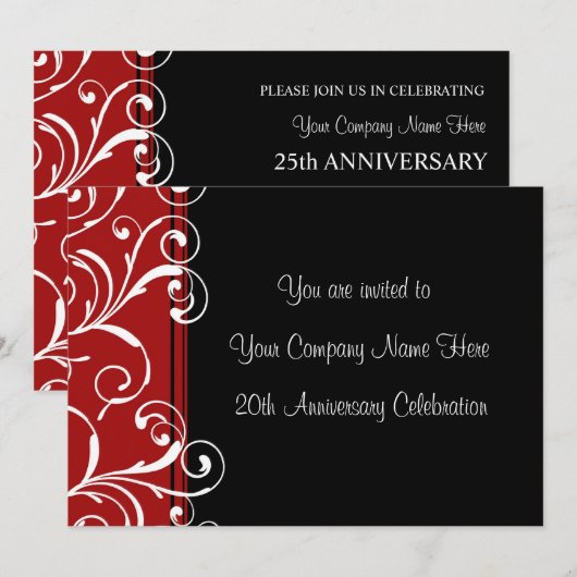 Bedrijfs Jubileum Partij Uitnodigingen (Voorkant / Achterkant)