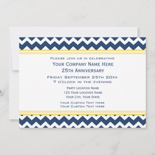 Bedrijfs Jubileum Partij Uitnodigingen Blauw (Achterkant)