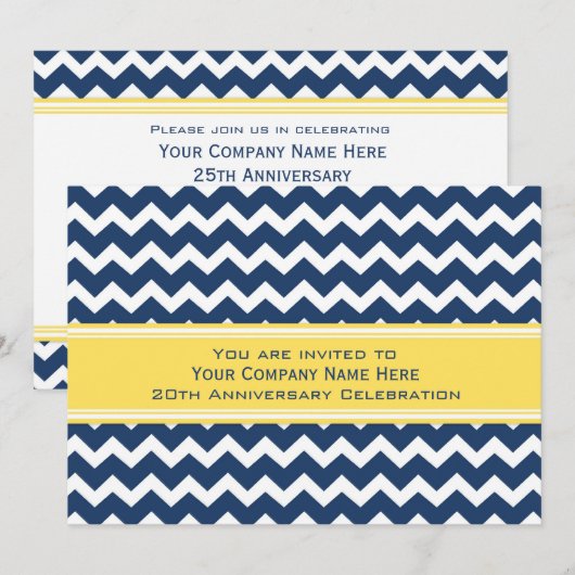 Bedrijfs Jubileum Partij Uitnodigingen Blauw (Voorkant / Achterkant)