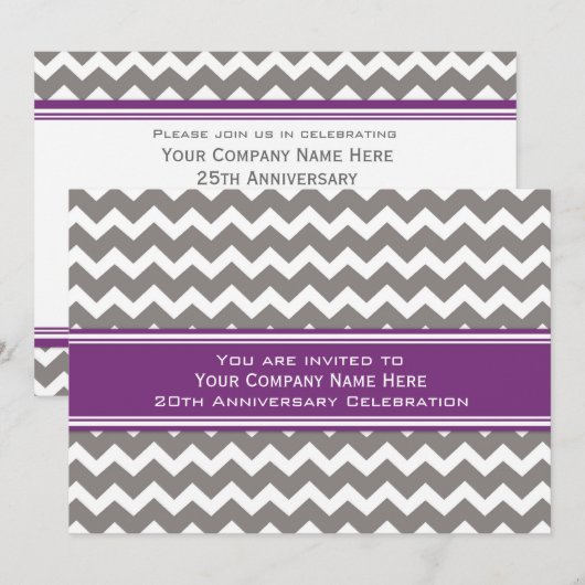 Bedrijfs Jubileum Partij Uitnodigingen grijs (Voorkant / Achterkant)