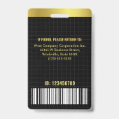 Bedrijfs Kantoor Werknemer Aangepaste Foto Bar Cod Badge (Achterkant)