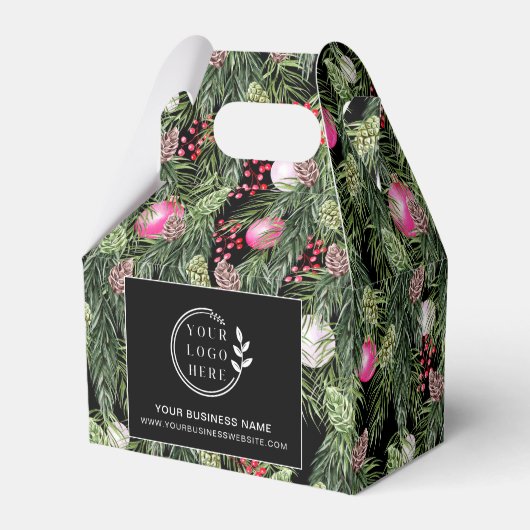 Bedrijfs Kerst Botanische Aangepaste Logo Bedankdoosjes (Voorkant Zijde)