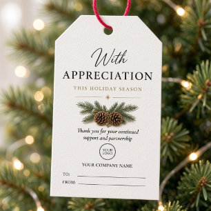 Bedrijfs Kerstborrel Dennenappels Logo Cadeaulabel