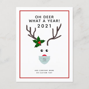 Bedrijfs Kerstmis 2021 de Reindeder van het Masker Feestdagenkaart