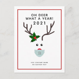Bedrijfs Kerstmis 2021 de Reindeder van het Masker Feestdagenkaart