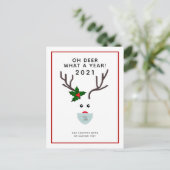 Bedrijfs Kerstmis 2021 de Reindeder van het Masker Feestdagenkaart (Staand voorkant)