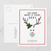 Bedrijfs Kerstmis 2021 de Reindeder van het Masker Feestdagenkaart (Voorkant / Achterkant)