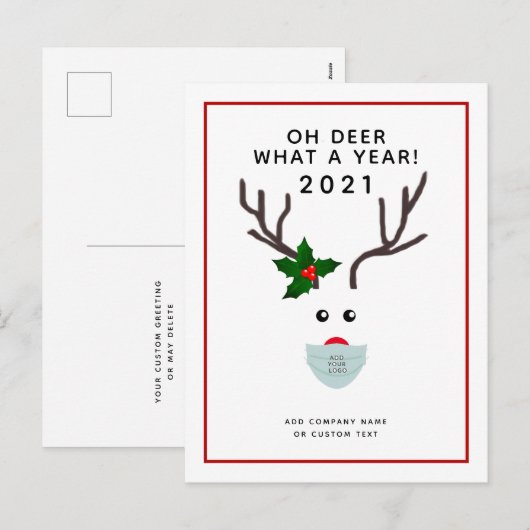Bedrijfs Kerstmis 2021 de Reindeder van het Masker Feestdagenkaart