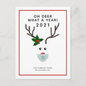 Bedrijfs Kerstmis 2021 de Reindeder van het Masker Feestdagenkaart (Voorkant)