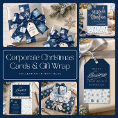 Bedrijfs kerstverpakkings papier met blauwe cadeau