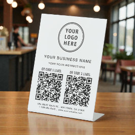 Bedrijfs Logo 2 QR-codes Reclamebord Met Voetstuk