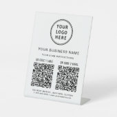 Bedrijfs Logo 2 QR-codes Reclamebord Met Voetstuk (Voorkant)