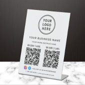 Bedrijfs Logo 2 QR Codes Sociale Media Reclamebord Met Voetstuk