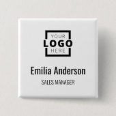 Bedrijfs Logo Basic Employee Personeel Naam Badge Vierkante Button 5,1 Cm (Voorkant)