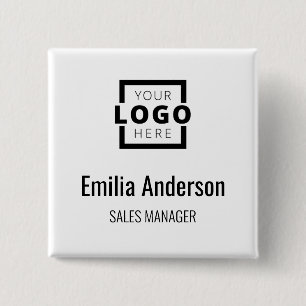 Bedrijfs Logo Basic Employee Personeel Naam Badge Vierkante Button 5,1 Cm