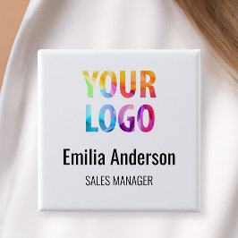 Bedrijfs Logo Basic Employee Personeel Naam Badge Vierkante Button 5,1 Cm