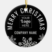 Bedrijfs Logo Bedrijfsnaam Sneeuwvlok Kerstmis Keramisch Ornament (Voorkant)