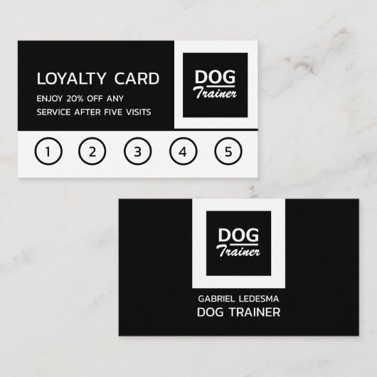 Bedrijfs Logo, Dog Trainer Business Loyalty-kaart Klantenkaartje (Voorkant / Achterkant)