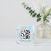 Bedrijfs Logo en QR Code Holographic Vierkante Visitekaartje (Staand voorkant)